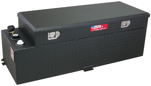 RDS 50 GAL. TANK/TOOLBOX COMBO - ALUMINUM POWDER COAT BLACK- COMPLETE PACKAGE W/ 15GPM PUMP & ARCTIC HOSE