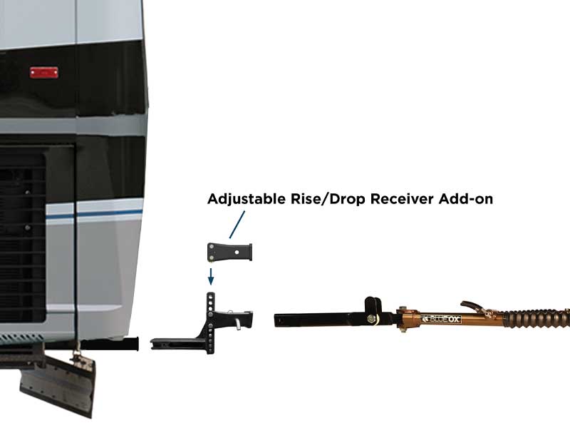 BLUE OX Adjustable Drop Receivers for Flat Towing Add-Ons