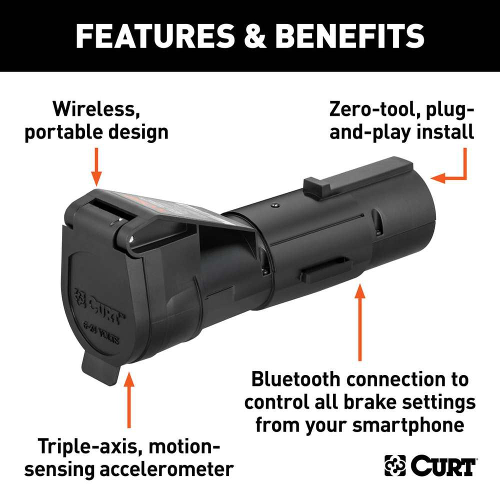 Curt 51180 Echo Mobile Trailer Brake Controller, 7-Way, Bluetooth® Smartphone Connection