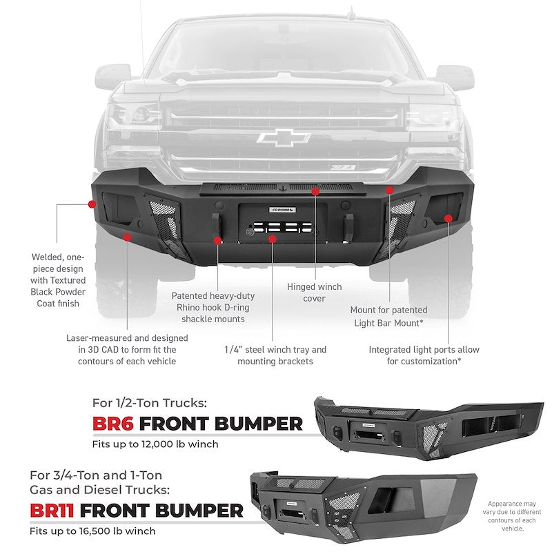 Go Rhino BR6 Winch-Ready Front Bumper - 16-23 Toyota Tacoma