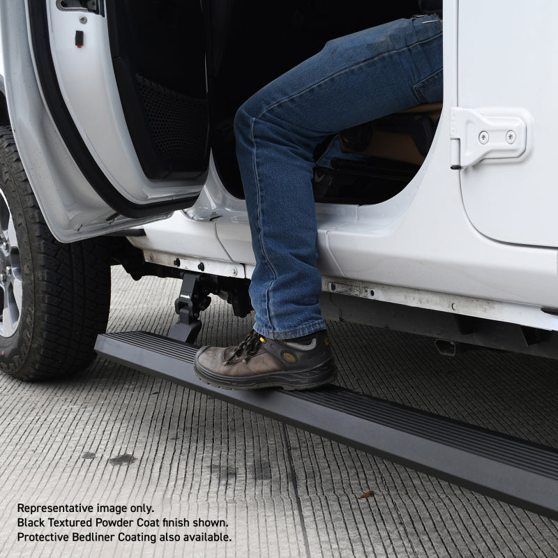 Go Rhino E1 Electric Running Board Kit - 2 Brackets/Side - 07-18 Jeep Wrangler - Protective Bedliner