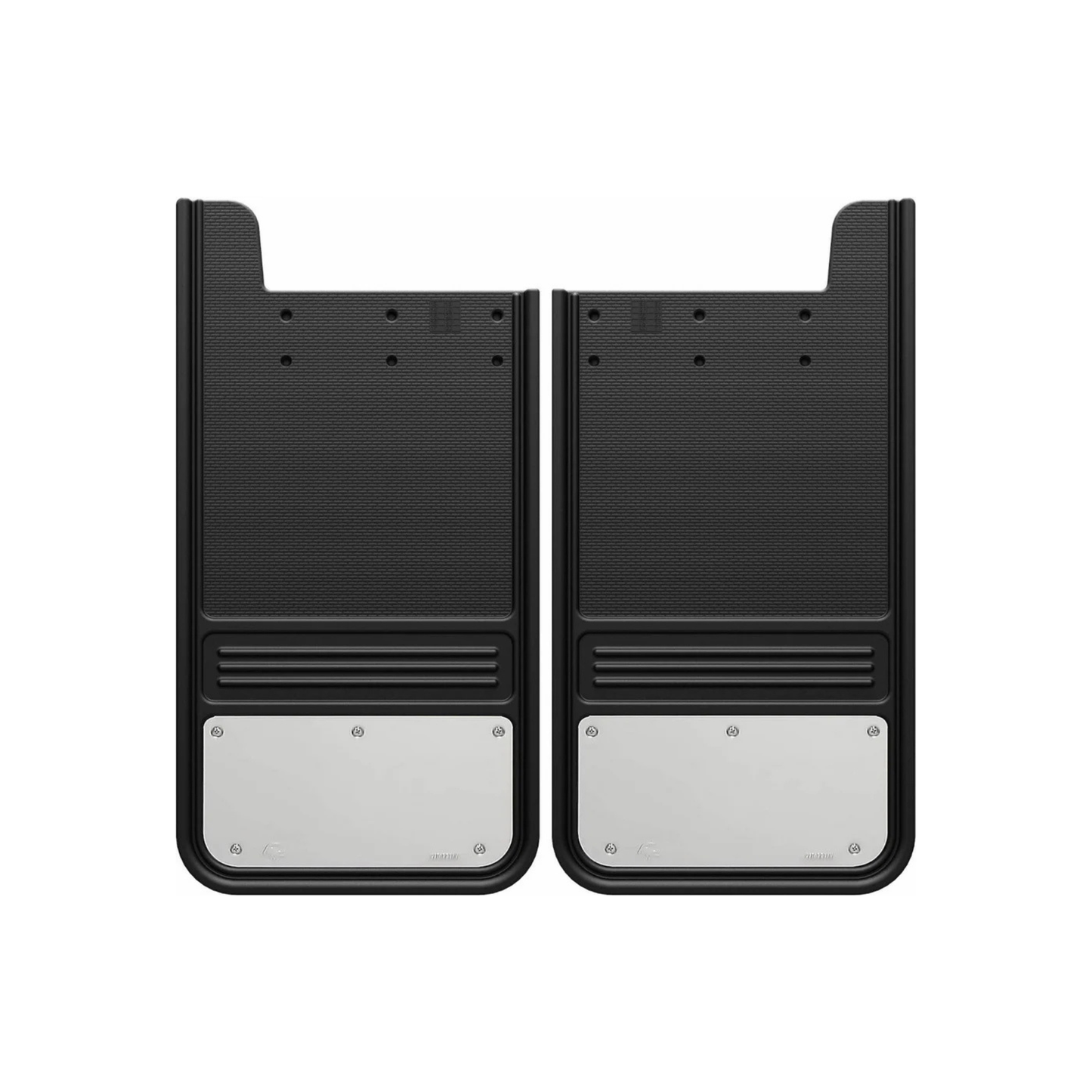 12" X 23" RUBBER & STAINLESS STEEL MUD FLAPS - REAR - PAIR