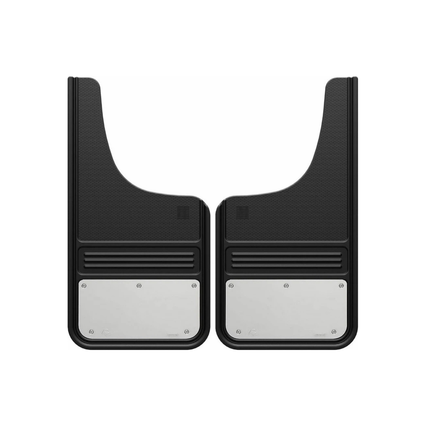 12" x 23" RUBBER & STAINLESS STEEL MUD FLAP - FRONT - PAIR