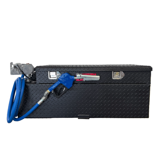 RDS 50 GAL. TANK/TOOLBOX COMBO - ALUMINUM POWDER COAT BLACK- COMPLETE PACKAGE W/ 15GPM PUMP & ARCTIC HOSE