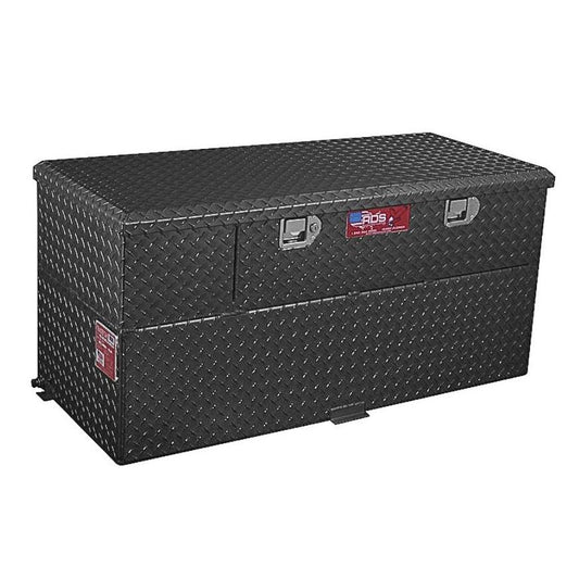 RDS 74724PC - 50 GAL. TRANSFER TANK/TOOLBOX COMBO W/ BUILT IN 8GPM PUMP - ALUMINUM - BLACK POWDER COAT