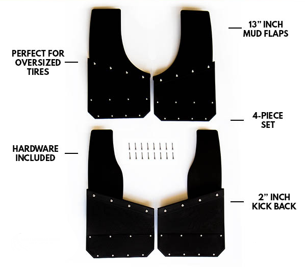 13" Kickback Mud Flaps - Set of 4