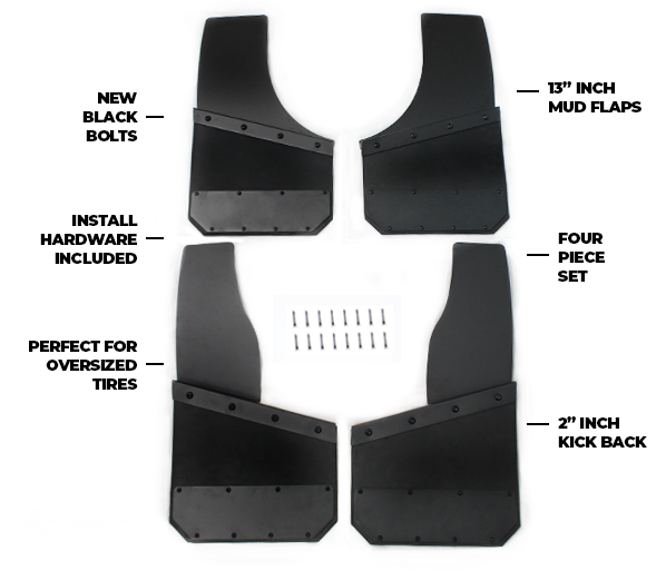13" Kickback Mud Flaps - Set of 4