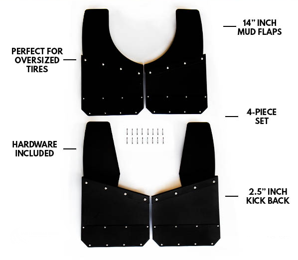 14" Kickback Mud Flaps - Set of 4