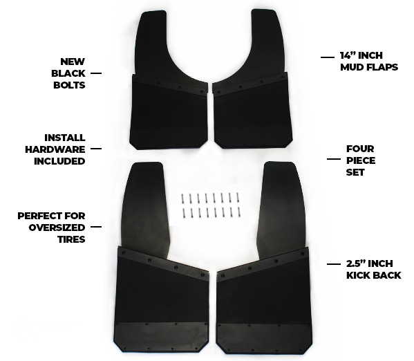 14" Kickback Mud Flaps - Set of 4