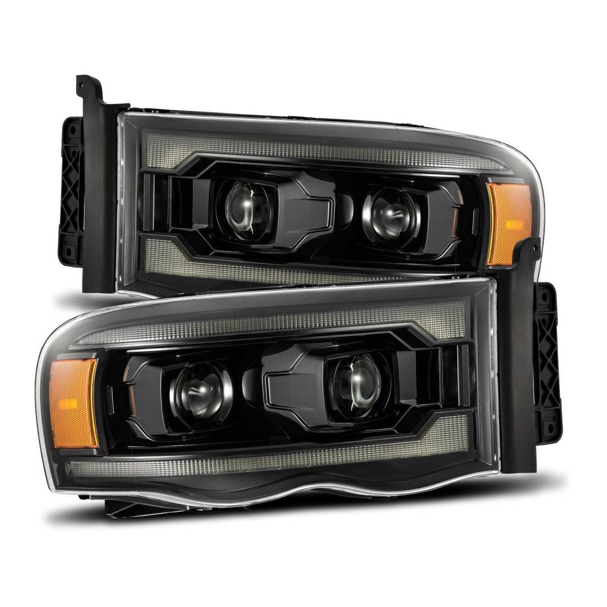 02-05 Dodge Ram LUXX-Series LED Projector Headlights Alpha-Black - view 1