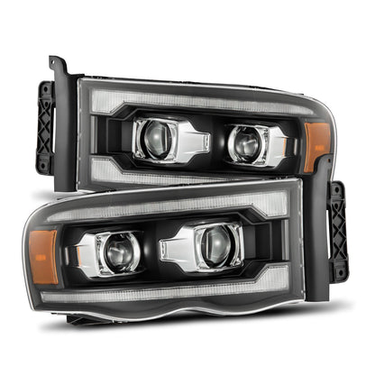 02-05 Dodge Ram PRO-Series Halogen Projector Headlights Black - view 1