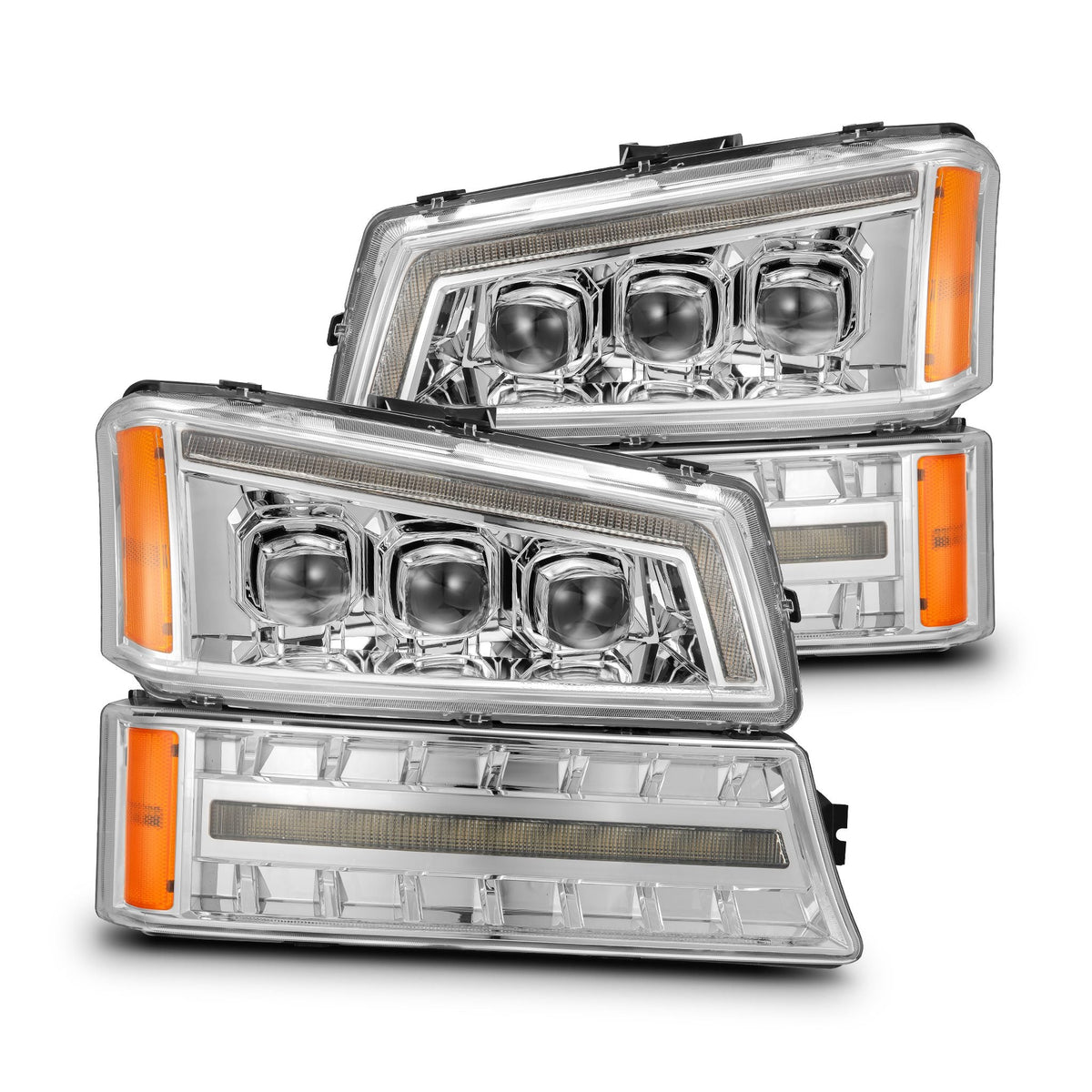 03-06 Chevrolet Silverado/02-06 Avalanche (without body cladding) NOVA-Series LED Projector Headlights Chrome - view 1