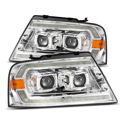 04-08 Ford F150 / 06-08 Lincoln Mark LT LUXX-Series LED Projector Headlights Chrome - view 1