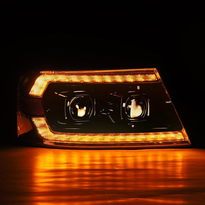04-08 Ford F150 / 06-08 Lincoln Mark LT PRO-Series Halogen Projector Headlights Alpha-Black - view 6