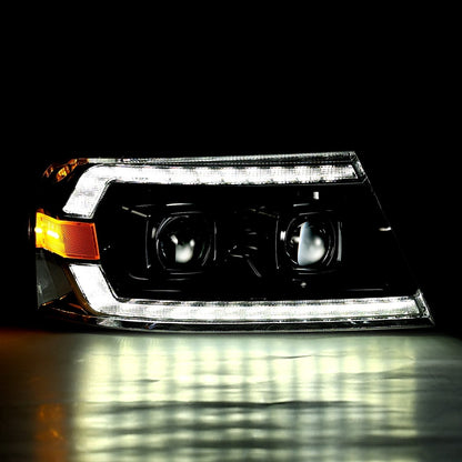 04-08 Ford F150 / 06-08 Lincoln Mark LT PRO-Series Halogen Projector Headlights Alpha-Black - view 5
