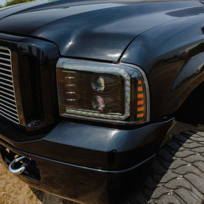 05-07 Ford Super Duty/Excursion LUXX-Series LED Projector Headlights Alpha-Black - view 3