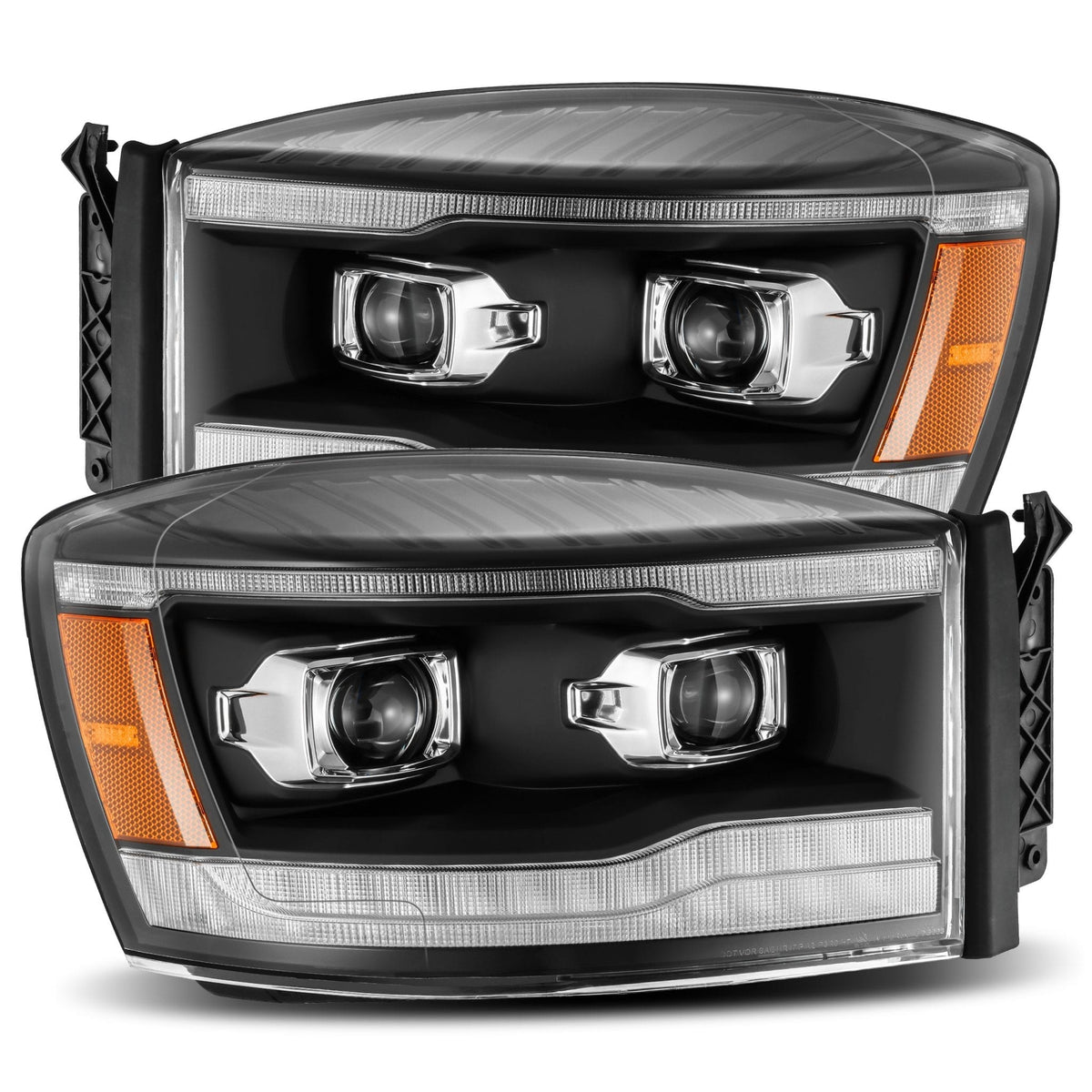 06-08 Dodge Ram PRO-Series Halogen Projector Headlights Black - view 1