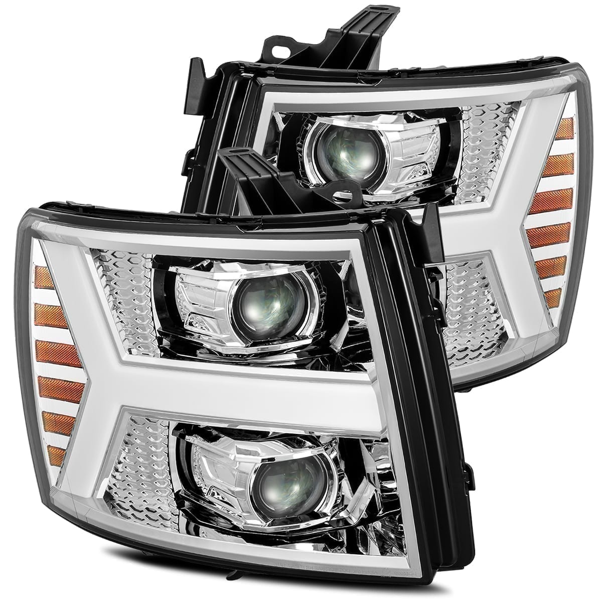 07-13 Chevrolet Silverado LUXX-Series LED Projector Headlights Chrome - view 1