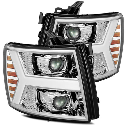 07-13 Chevrolet Silverado LUXX-Series LED Projector Headlights Chrome - view 1