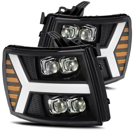 07-13 Chevrolet Silverado NOVA-Series LED Projector Headlights Black - view 1