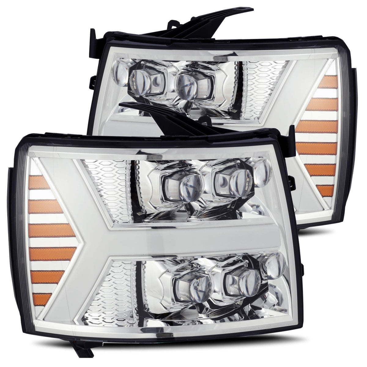07-13 Chevrolet Silverado NOVA-Series LED Projector Headlights Chrome - view 1