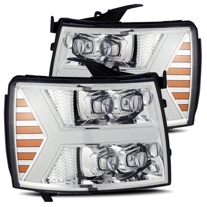 07-13 Chevrolet Silverado NOVA-Series LED Projector Headlights Chrome - view 1