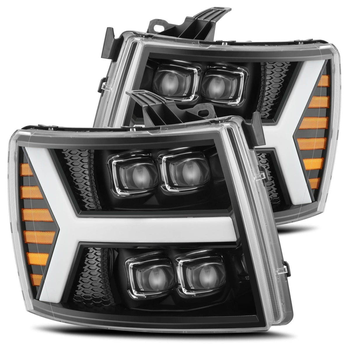 07-13 Chevrolet Silverado NOVA-Series LED Projector Headlights Jet Black - view 1