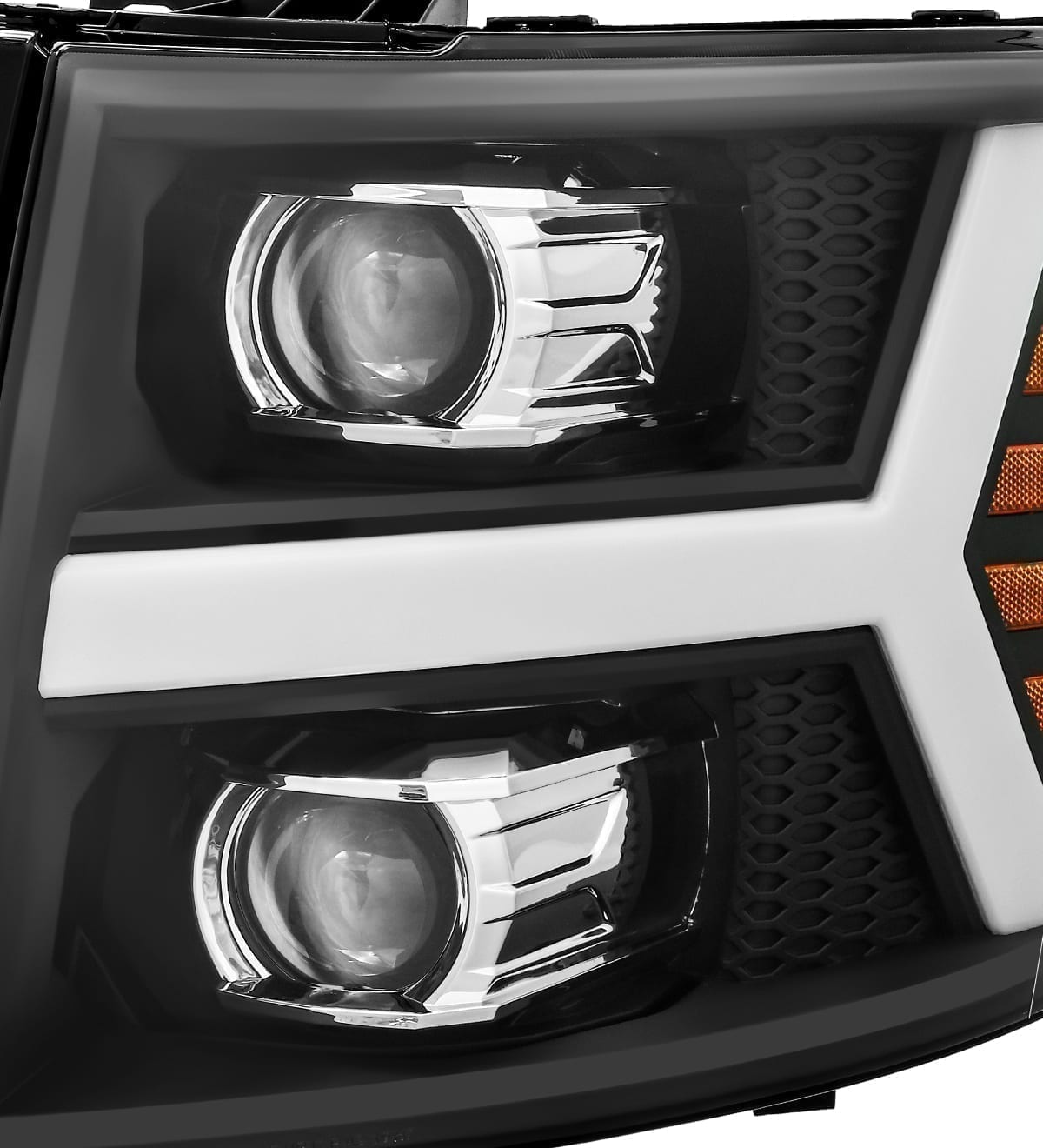 07-13 Chevrolet Silverado PRO-Series Halogen Projector Headlights Black - view 6