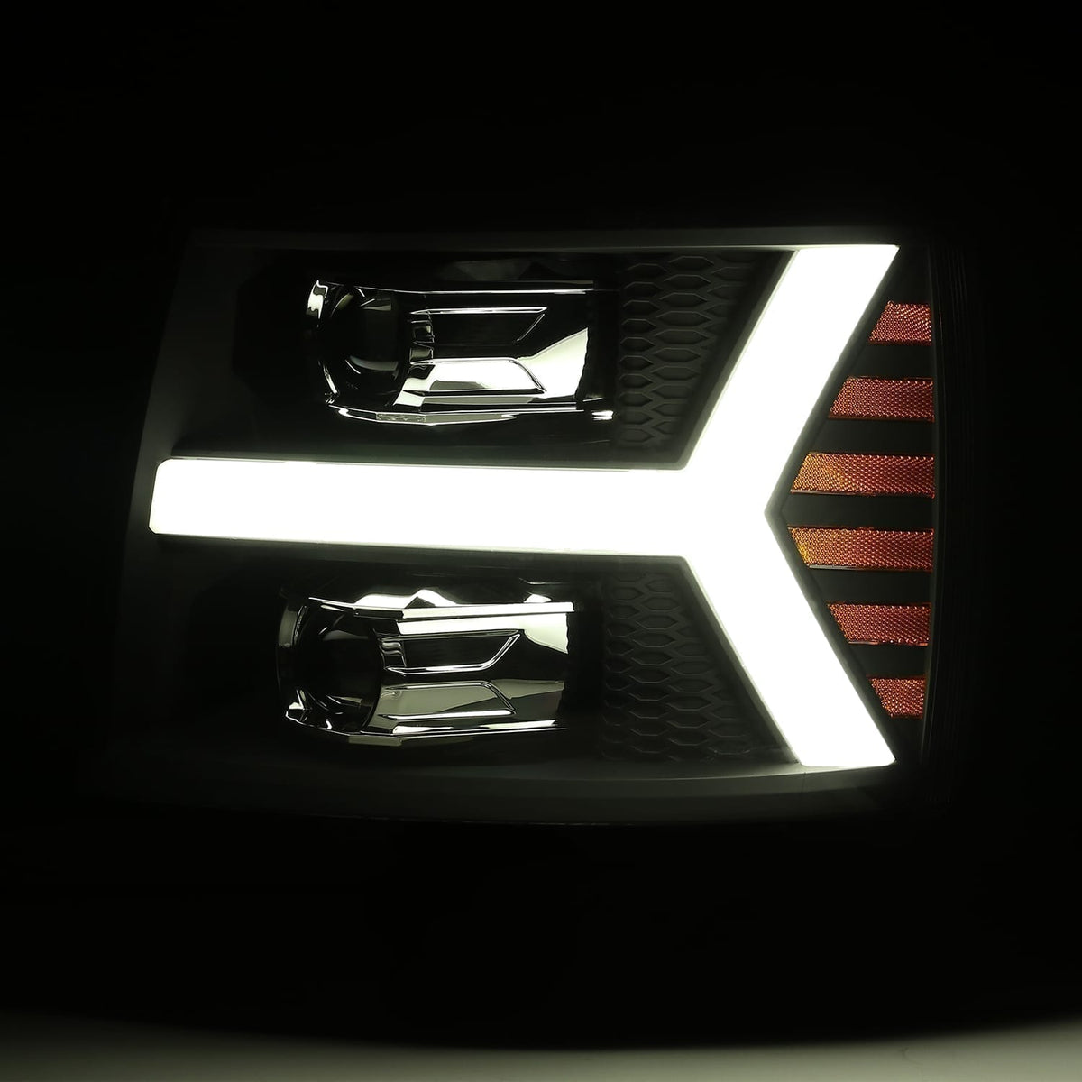 07-13 Chevrolet Silverado PRO-Series Halogen Projector Headlights Black - view 4