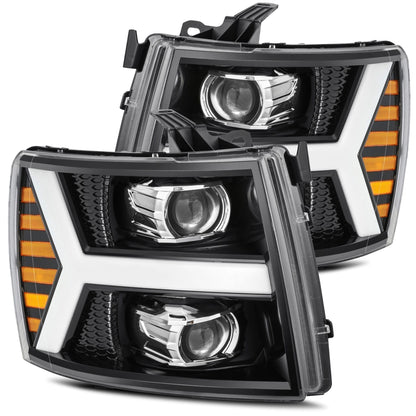 07-13 Chevrolet Silverado PRO-Series Halogen Projector Headlights Jet Black - view 1