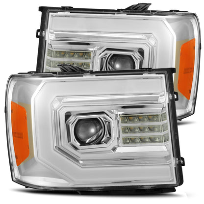 07-13 GMC Sierra LUXX-Series LED Projector Headlights Chrome - view 1