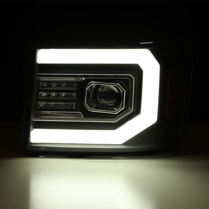 07-13 GMC Sierra LUXX-Series LED Projector Headlights Chrome - view 6