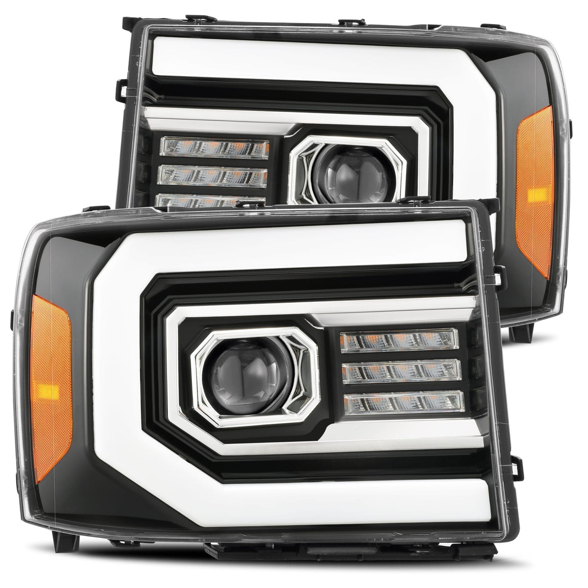 07-13 GMC Sierra LUXX-Series LED Projector Headlights Jet Black - view 1