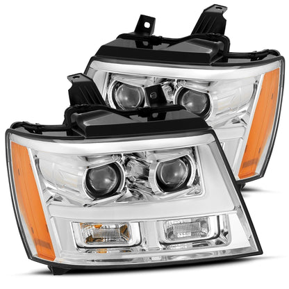 07-14 Chevrolet Tahoe/Suburban/07-13 Avalanche LUXX-Series LED Projector Headlights Chrome - view 1