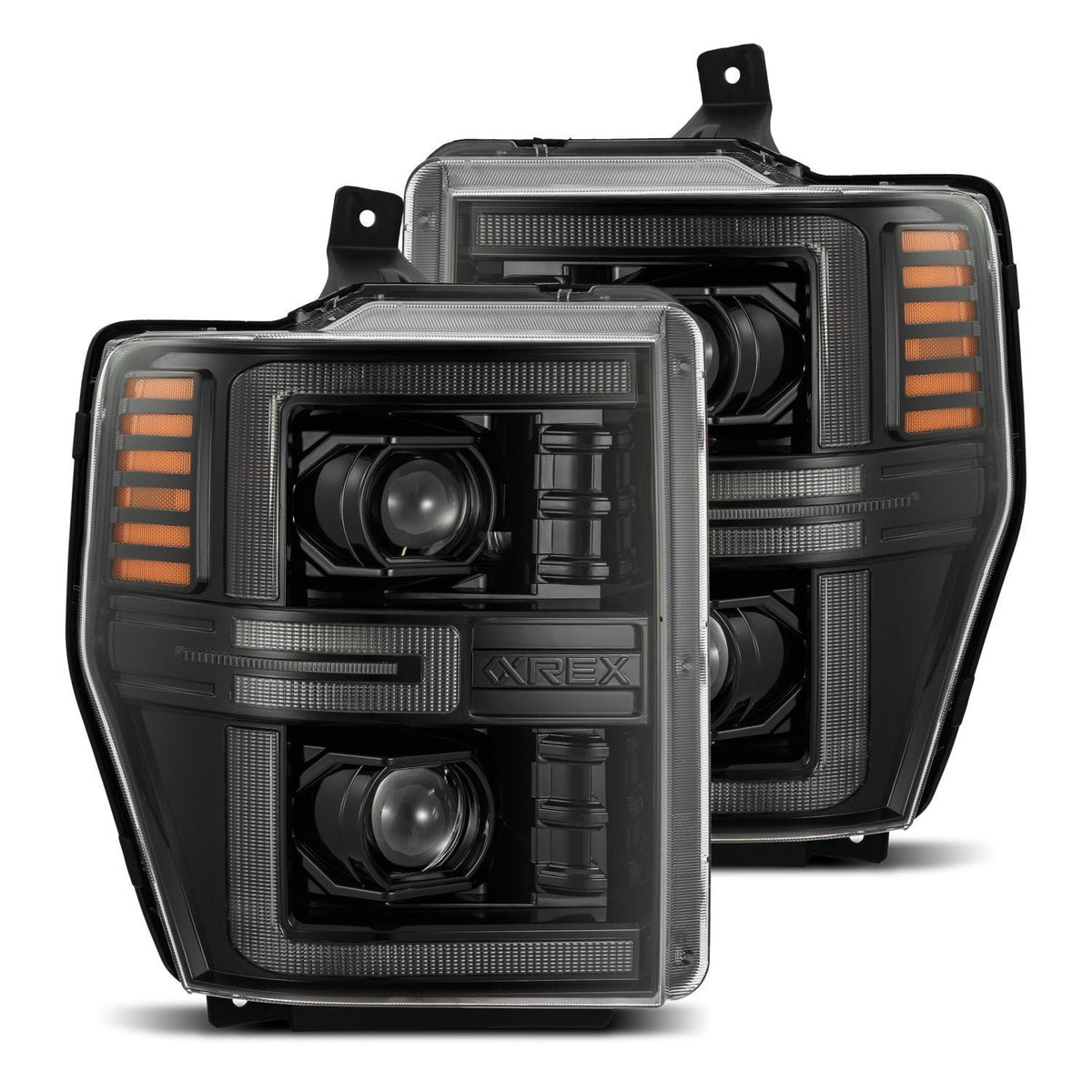 08-10 Ford Super Duty/Excursion LUXX-Series LED Projector Headlights Alpha-Black - view 1