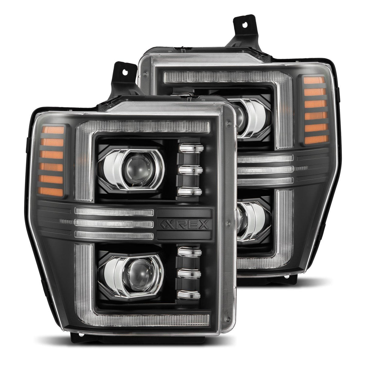 08-10 Ford Super Duty/Excursion PRO-Series Halogen Projector Headlights Black - view 1