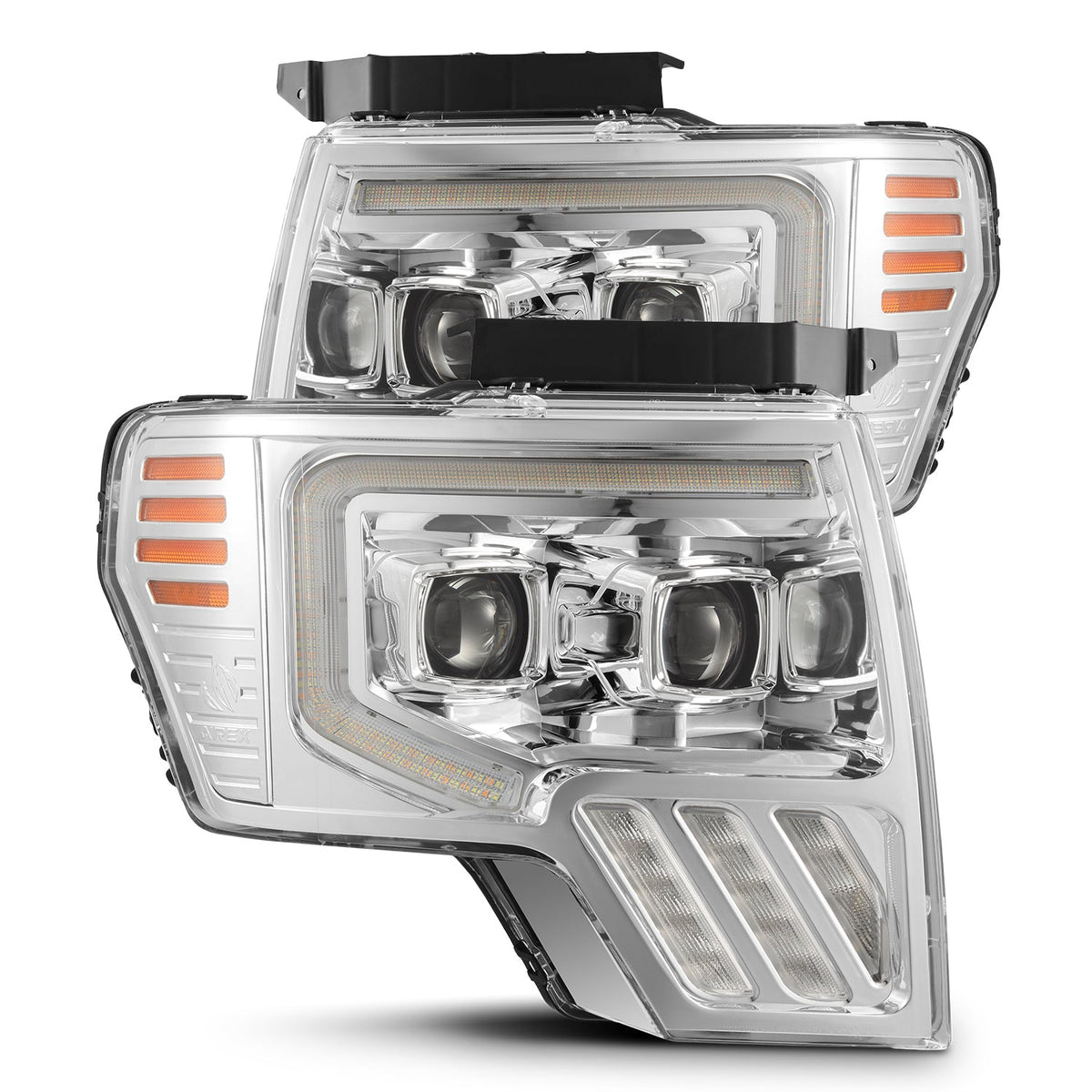 09-14 Ford F150 MKII PRO-Series Halogen Projector Headlights Chrome - view 1