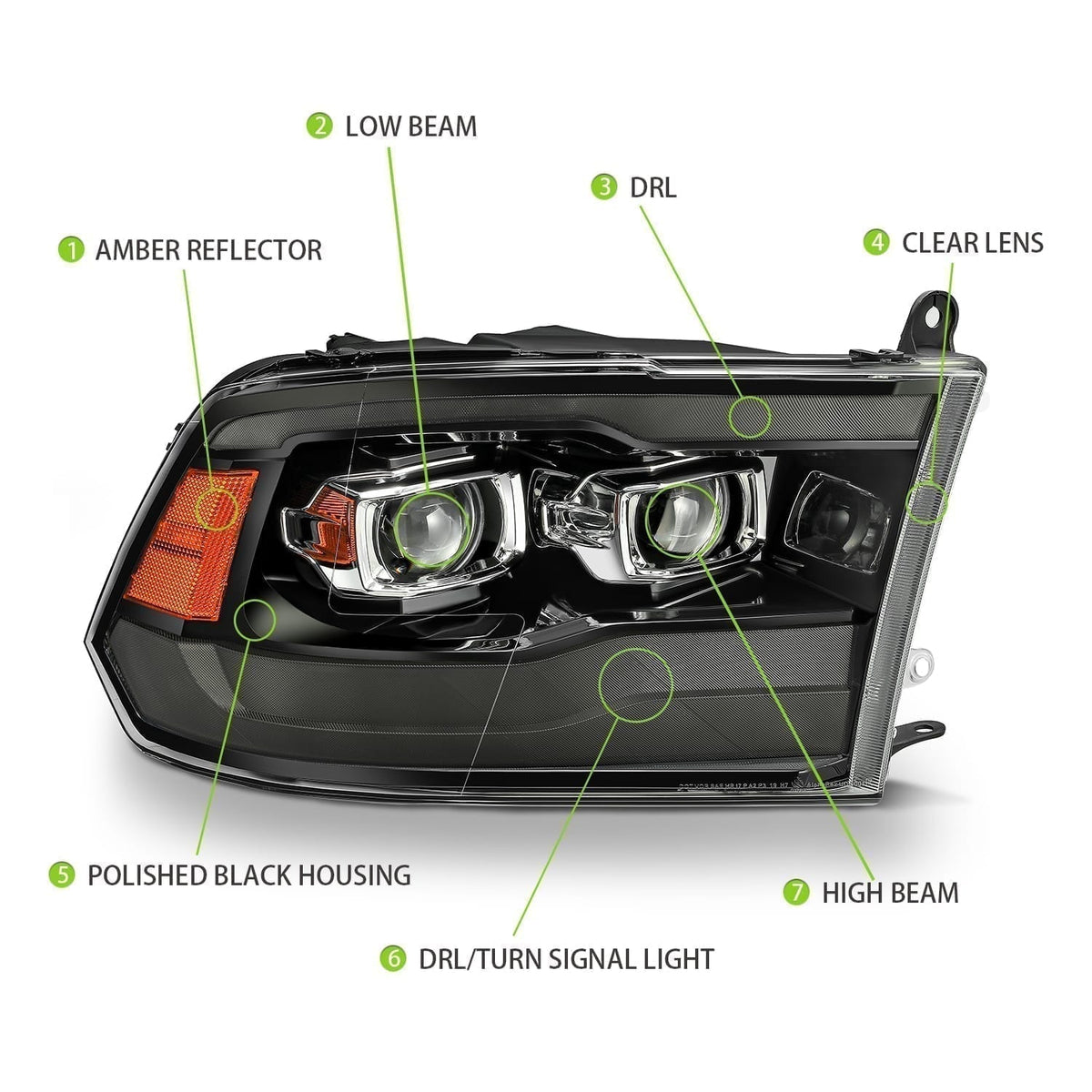 09-18 Ram Truck MK II PRO-Series Halogen Projector Headlights Jet Black - view 6