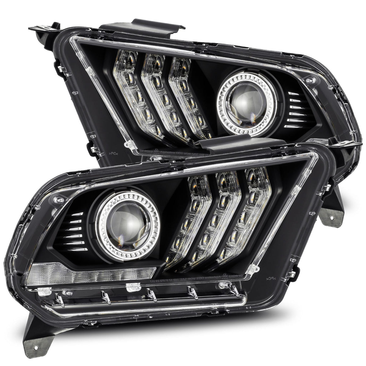 13-14 Ford Mustang LUXX-Series LED Projector Headlights Black - view 1