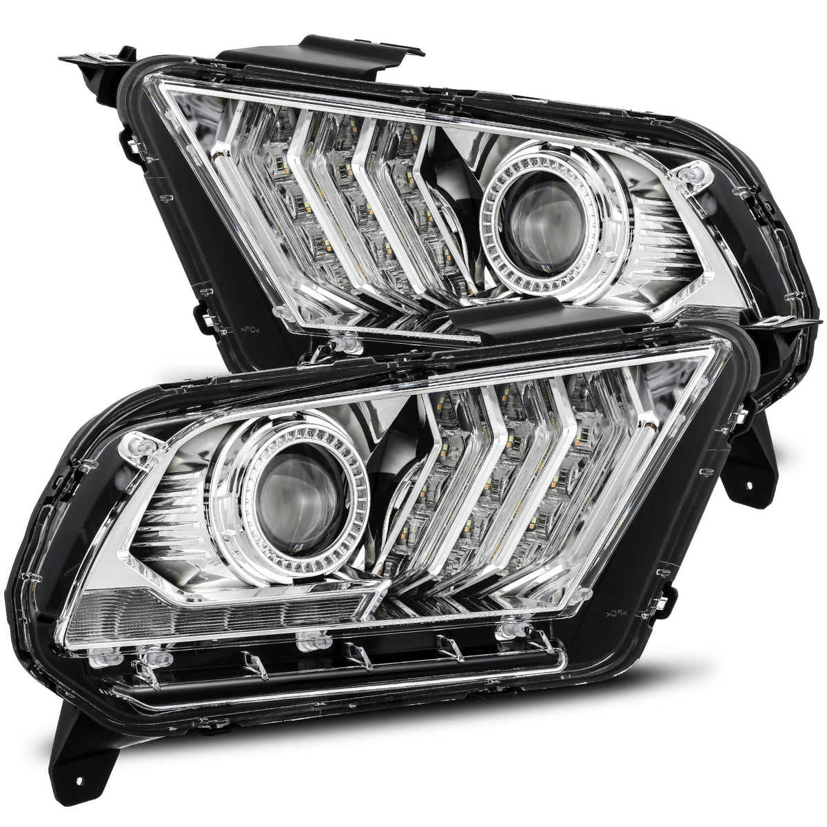 13-14 Ford Mustang LUXX-Series LED Projector Headlights Chrome - view 1