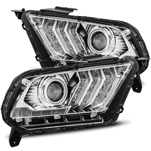 10-12 Ford Mustang LUXX-Series LED Projector Headlights Chrome - view 1