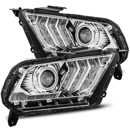 10-12 Ford Mustang PRO-Series Halogen Projector Headlights Chrome - view 1