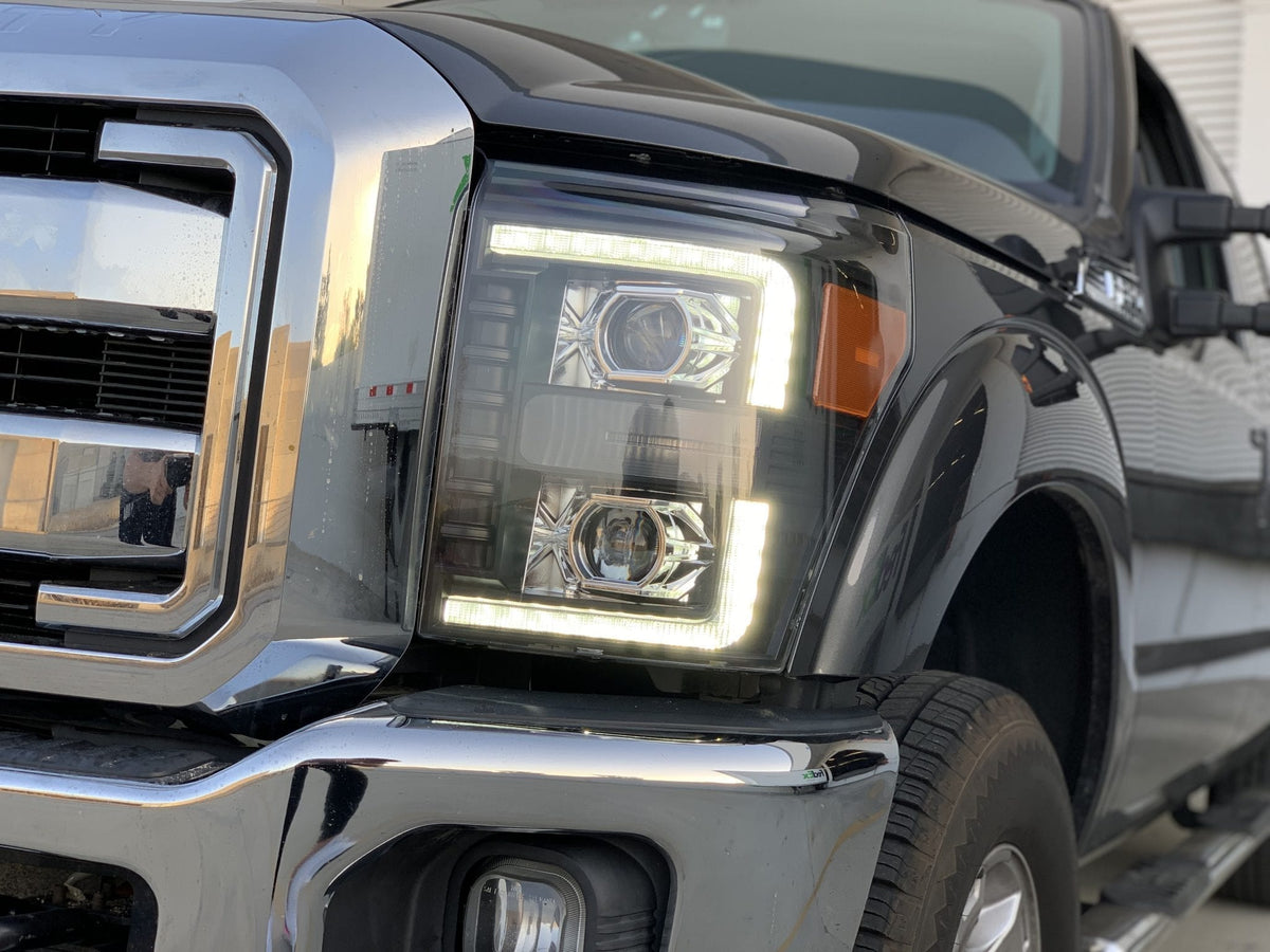 11-16 Ford Super Duty LUXX-Series LED Projector Headlights Alpha-Black - view 10
