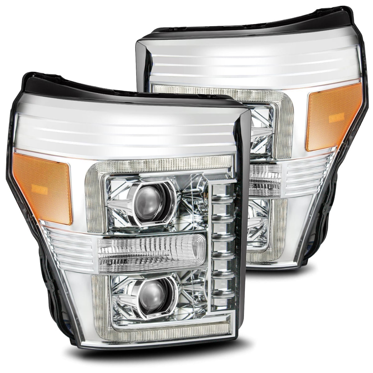 11-16 Ford Super Duty LUXX-Series LED Projector Headlights Chrome - view 1