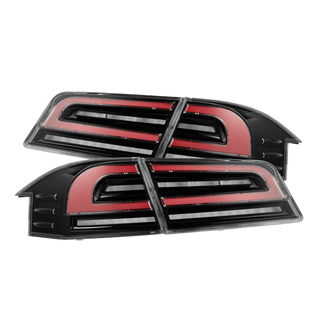 12-21 Tesla Model S LUXX-Series LED Tail Lights Black-Red (With Black Trunk Center Piece Replacement) - view 1