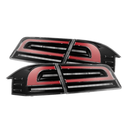 12-21 Tesla Model S LUXX-Series LED Tail Lights Black-Red (With Black Trunk Center Piece Replacement) - view 1