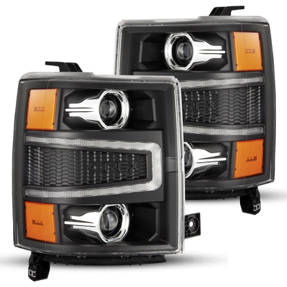 14-15 Chevrolet Silverado LUXX-Series LED Projector Headlights Black - view 1