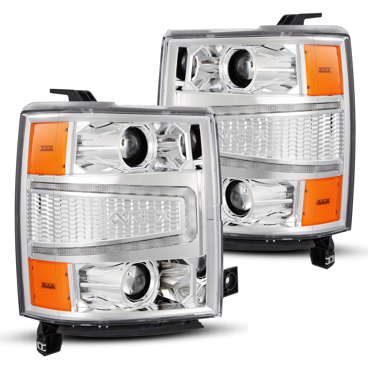 14-15 Chevrolet Silverado PRO-Series Halogen Projector Headlights Chrome - view 1