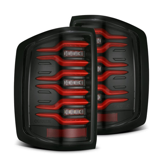 14-18 Chevrolet Silverado 1500 / 15-19 Silverado 2500HD/3500HD / 15-19 GMC Sierra 3500HD Dually LUXX-Series LED Tail Lights Black-Red - view 1