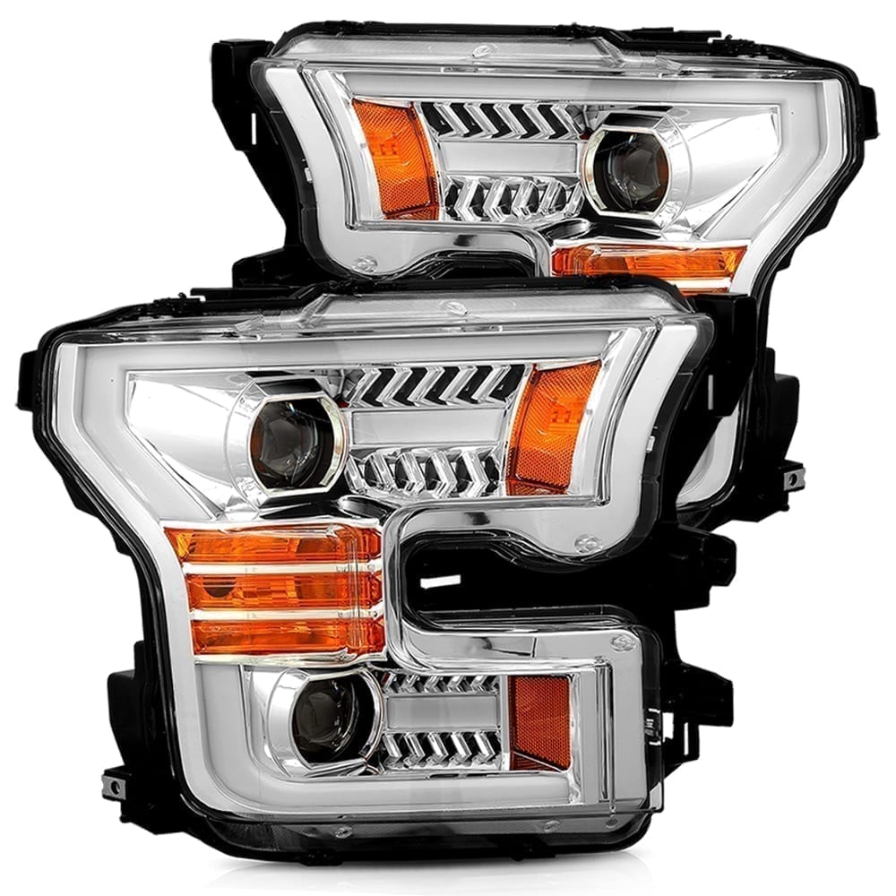 15-17 Ford F150 PRO-Series Halogen Projector Headlights Chrome - view 1